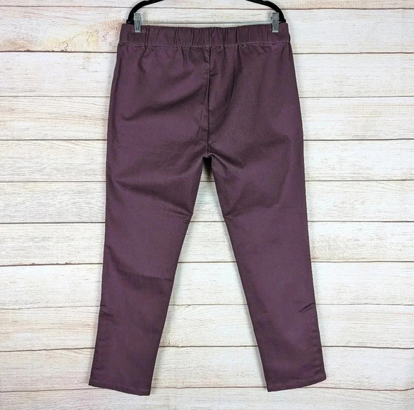 Soft Surroundings Size PL Slim St Ankle Pullon Pants Burgundy Snap Button Ankle - Picture 7 of 10